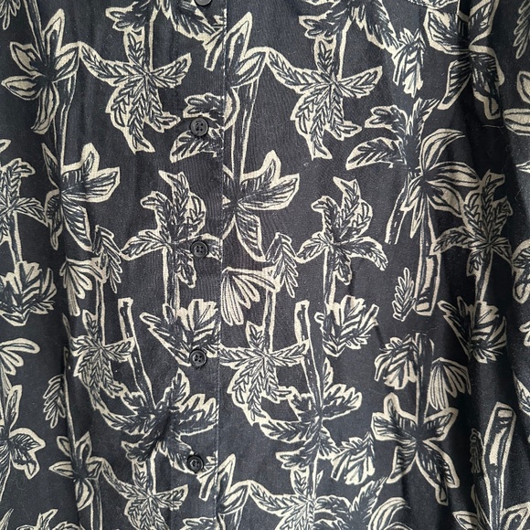 JOE FRESH Linen Blend Black & Sage Palm Print Short Sleeve Shirt Dress - Size XL - Picture 7 of 12